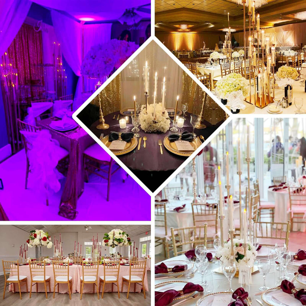 16-Arm Gold Cluster Taper Candle Holder with Clear Glass Shades 78" - Majestic Large Candle Arrangement for Ceremonies